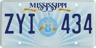 MS license plate ZYI434