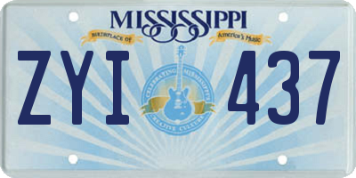 MS license plate ZYI437