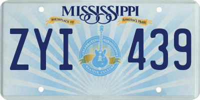 MS license plate ZYI439