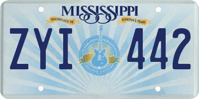 MS license plate ZYI442