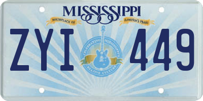 MS license plate ZYI449