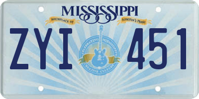 MS license plate ZYI451