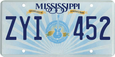 MS license plate ZYI452