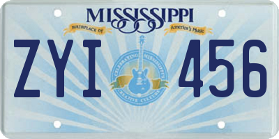 MS license plate ZYI456