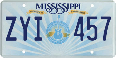 MS license plate ZYI457