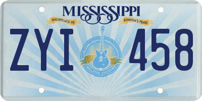 MS license plate ZYI458