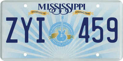 MS license plate ZYI459