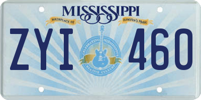 MS license plate ZYI460
