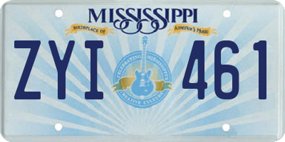 MS license plate ZYI461