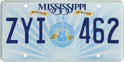MS license plate ZYI462