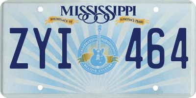 MS license plate ZYI464