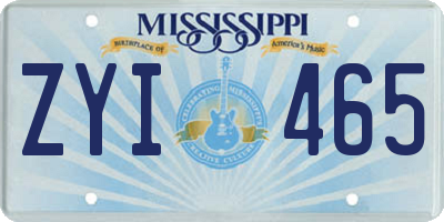 MS license plate ZYI465