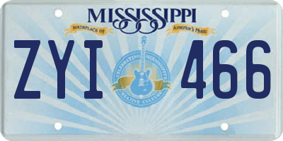 MS license plate ZYI466