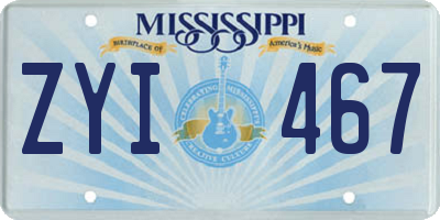 MS license plate ZYI467