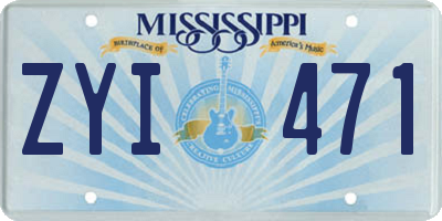 MS license plate ZYI471