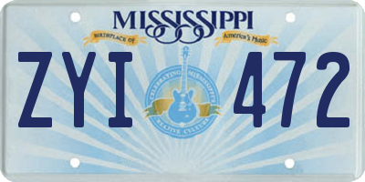 MS license plate ZYI472