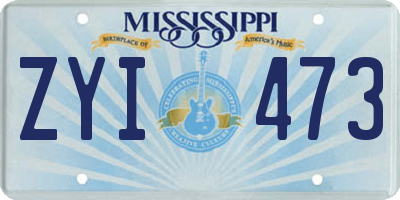 MS license plate ZYI473