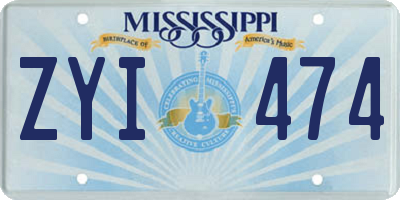MS license plate ZYI474