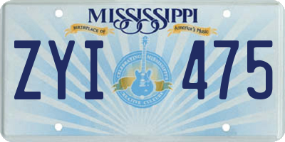 MS license plate ZYI475