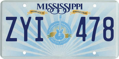 MS license plate ZYI478