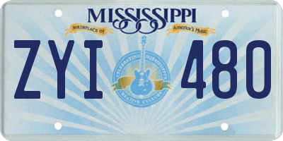 MS license plate ZYI480