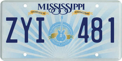MS license plate ZYI481