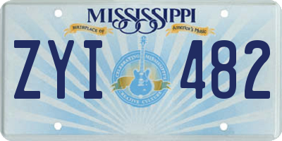 MS license plate ZYI482