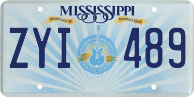 MS license plate ZYI489