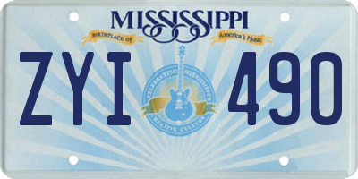 MS license plate ZYI490