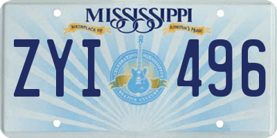 MS license plate ZYI496