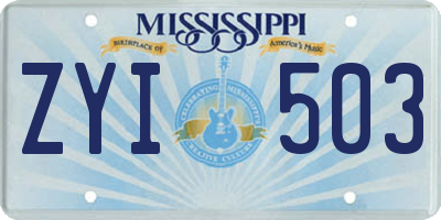 MS license plate ZYI503