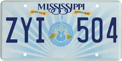 MS license plate ZYI504