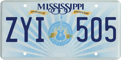 MS license plate ZYI505