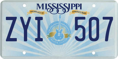 MS license plate ZYI507