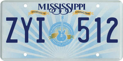 MS license plate ZYI512