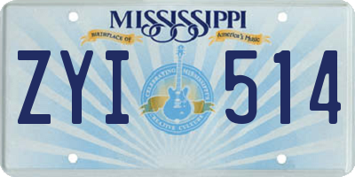 MS license plate ZYI514