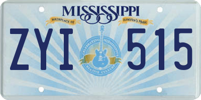 MS license plate ZYI515