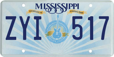 MS license plate ZYI517