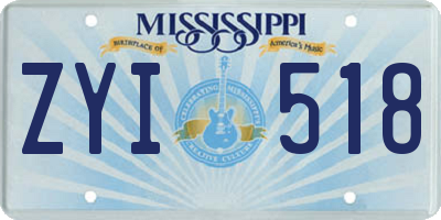 MS license plate ZYI518