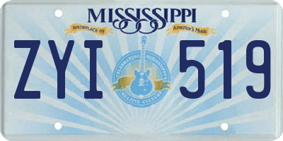 MS license plate ZYI519