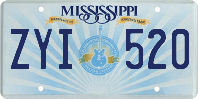MS license plate ZYI520