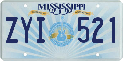 MS license plate ZYI521