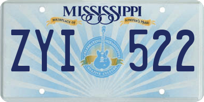 MS license plate ZYI522