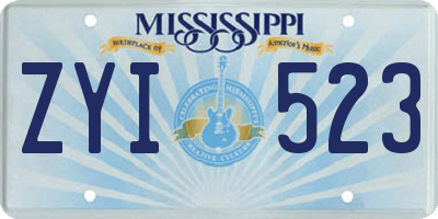 MS license plate ZYI523