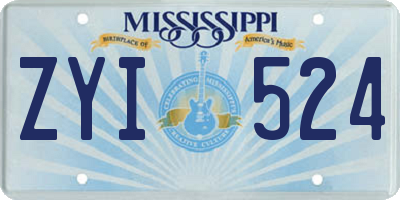MS license plate ZYI524