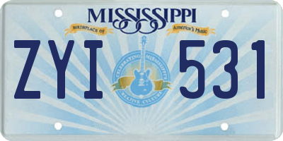 MS license plate ZYI531