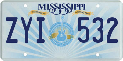 MS license plate ZYI532