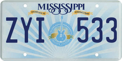 MS license plate ZYI533