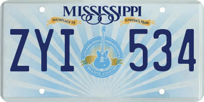 MS license plate ZYI534