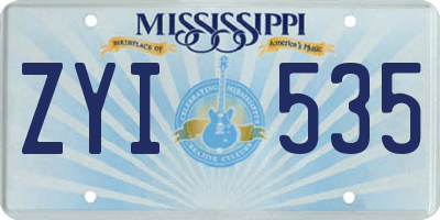 MS license plate ZYI535